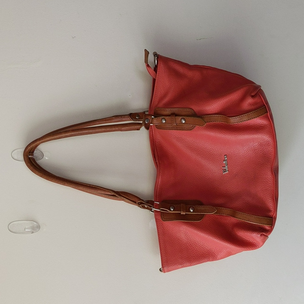 Valentina Coral Red Orange Leather Bag